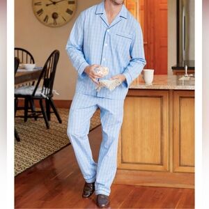 The Vermont Country Store True Blue Cotton Pajama Set Blue Check Size‎ M NWOT